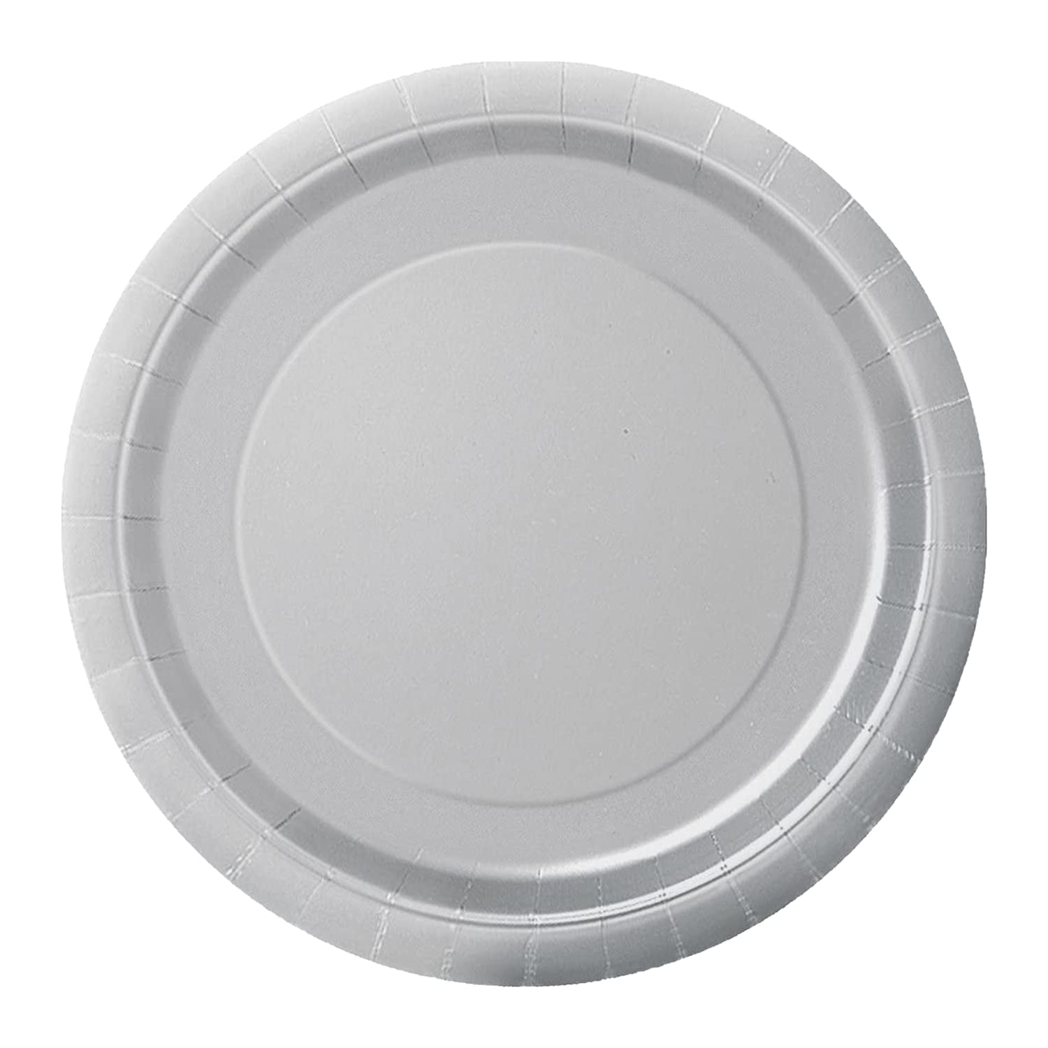 Trimming Shop 7" Heavy Duty Round Dessert Plates Silver Disposable Plates 18cm, 16 Pack - Colour Themed Paper Tableware for BBQs, Weddings, Anniversary, Birthday, Multipurpose Occasions