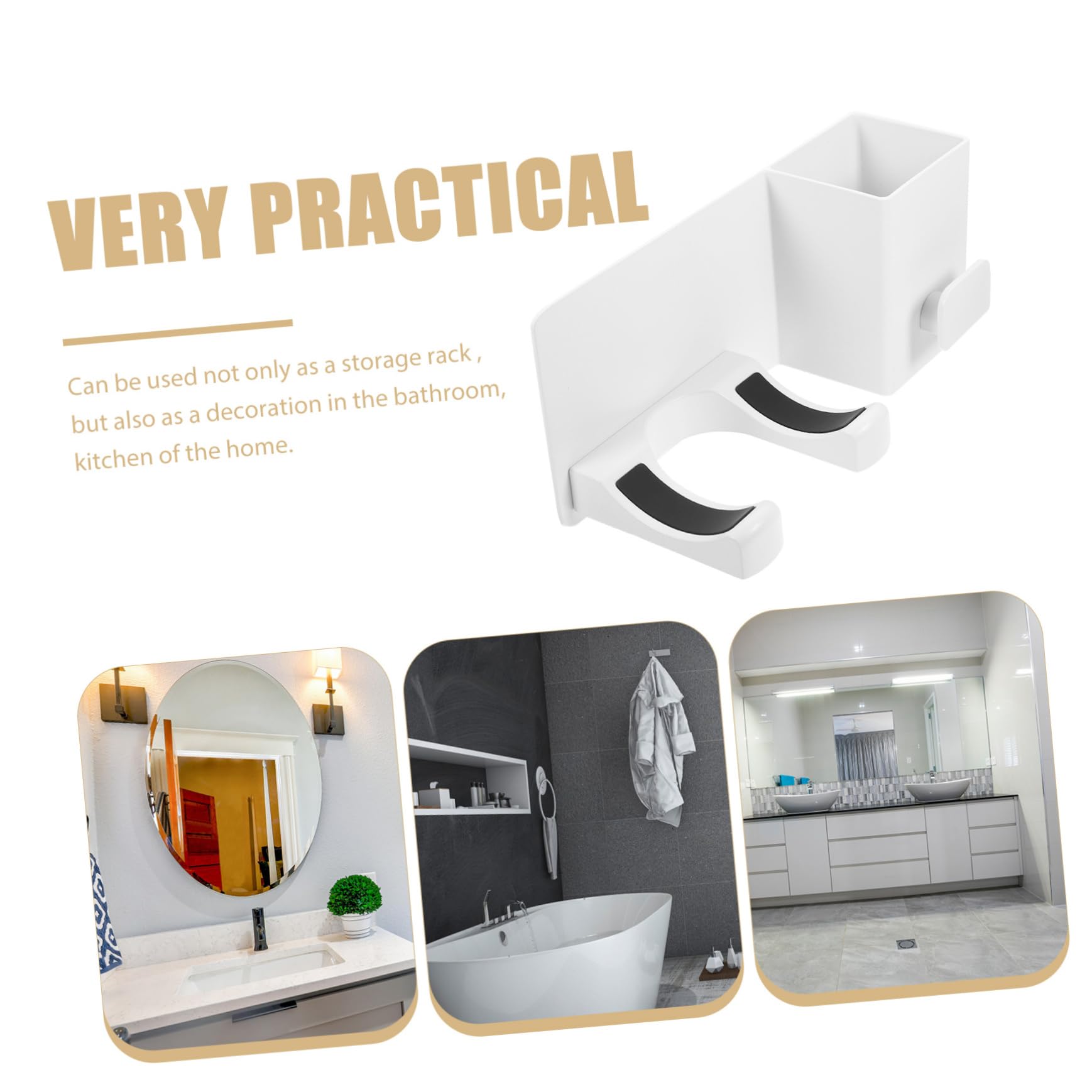 Porta Asciugacapelli Supporto Sicuro senza Foratura da Parete e Facile da Usare in Plastica e Alluminio per Asciugacapelli e Piastra, per Bagno Domestico