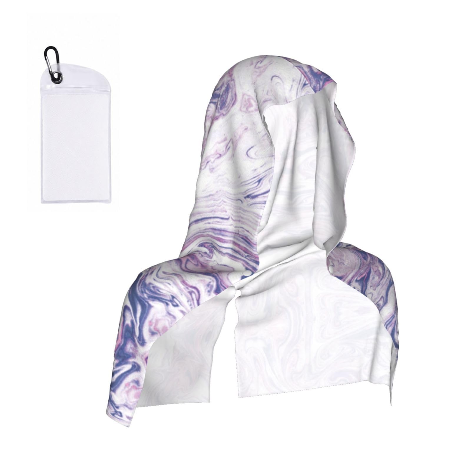 EZDLOWVBA Dark Purple Texture Marble Print 2 Pack Cooling Hoodie Towels,Sports Headscarf, Neck Wrap Scarf,Breathable Cooling Towel For Neck And Face, Travel, Swimming, Training