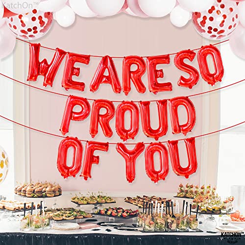 Image of We Are So Proud Of You Balloons - 16 Inch, Red Congratulations Balloon | Army Balloons for Congratulations Decorations | Graduation Banner for Red Graduation Decorations 2026 - KatchOn