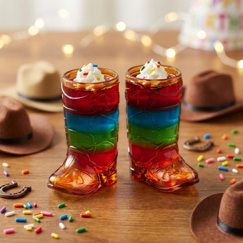 12 Pcs 1 oz Brown Cowboy Boot Shot Glasses, Mini Plastic Party Cups