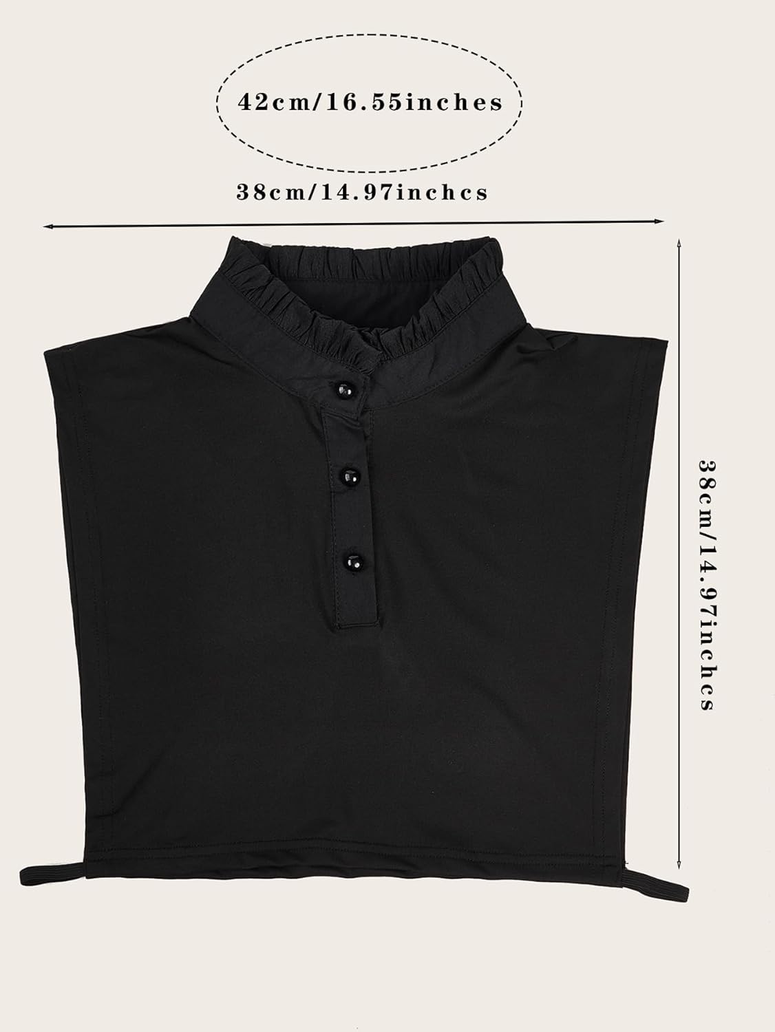 Elastic Knit Fake Collar Chiffon Pleated Lace Ruffle Collar Trim and Faux Pearl Buttons Dickey Collar for Women - Image 3