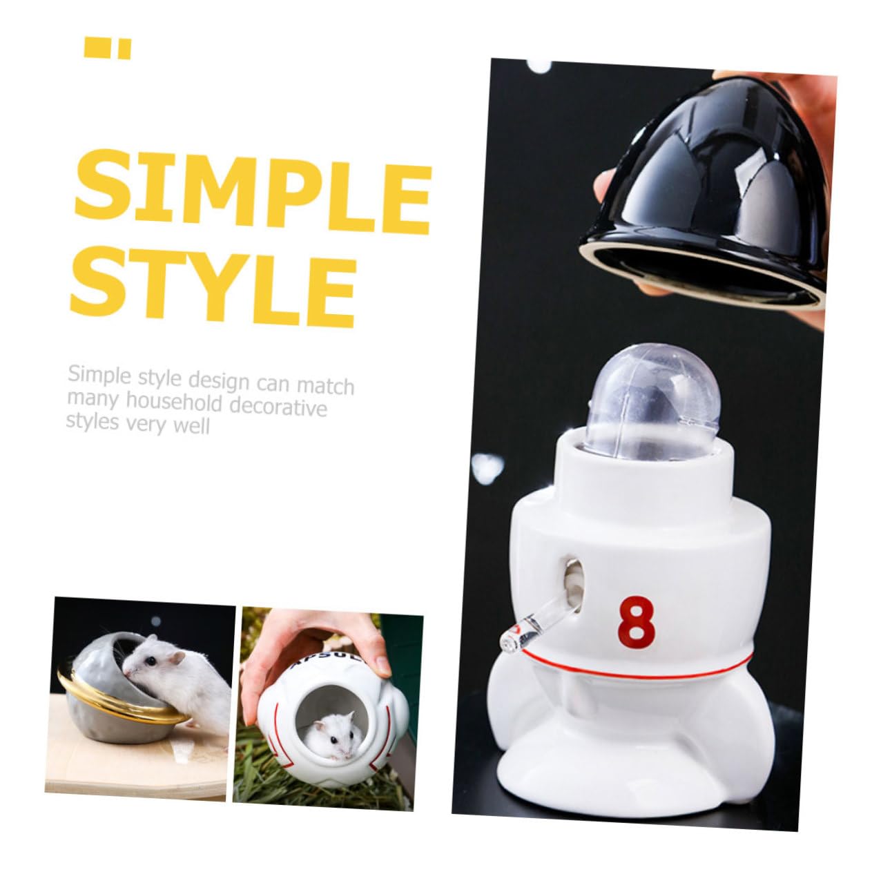 SUPVOX 1juego Accesorios para Hámster Comedero Cerámico Bebedero Espacial y Nido De Baño Diseño Creativo Estilo Espacial para Mascotas Pequeñas