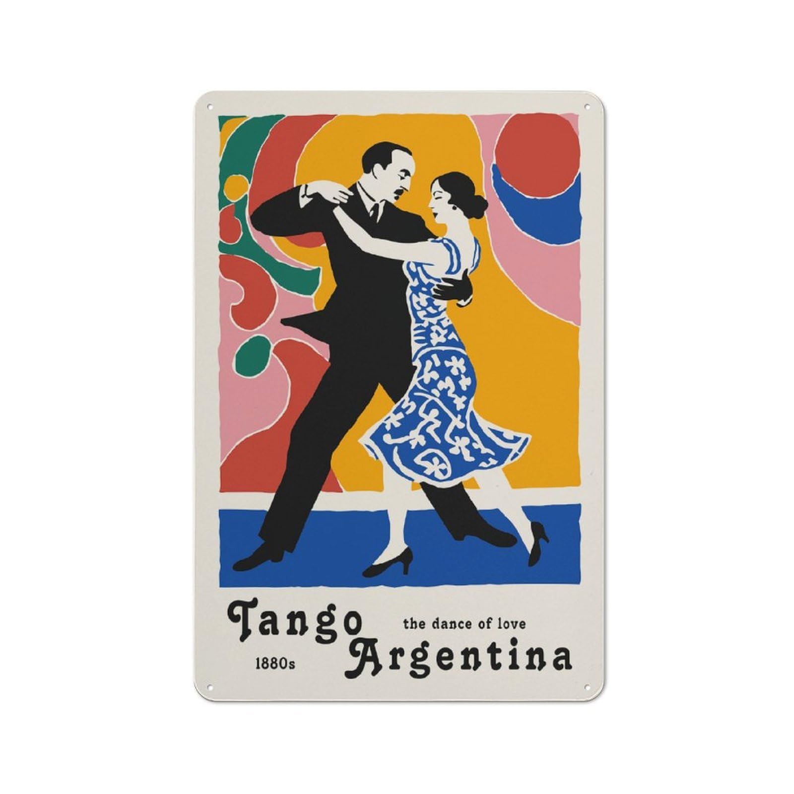 Junmoney Style-19 Tango Argentina Vintage Rustic Printed Metal Sign 30X20cm For Bar Or Restaurant, For Bar Decor Enthusiasts