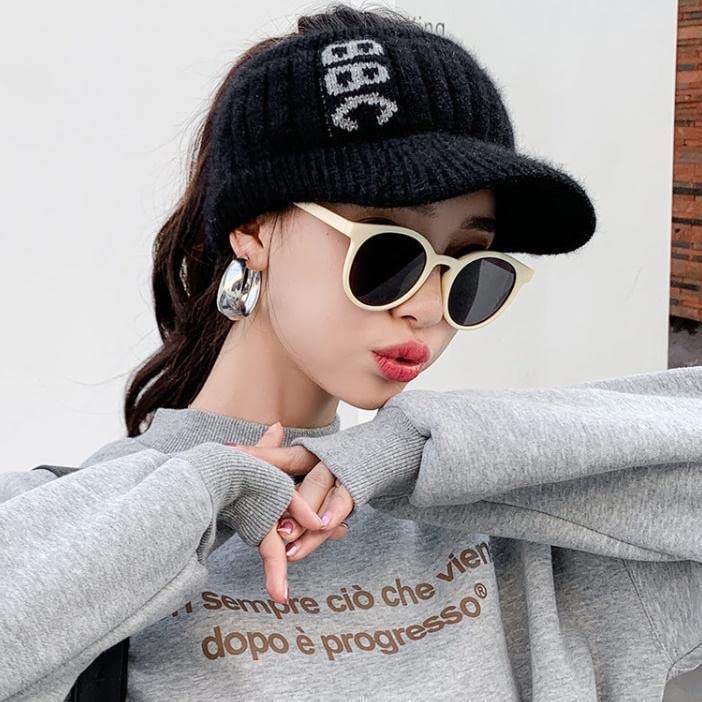 【限定】レディース　サンバイザー　ニット帽　ホワイト　韓国　シンプル　帽子 楽天市場】[ALVEIN] ニット帽 ブラウン brown レディース サン