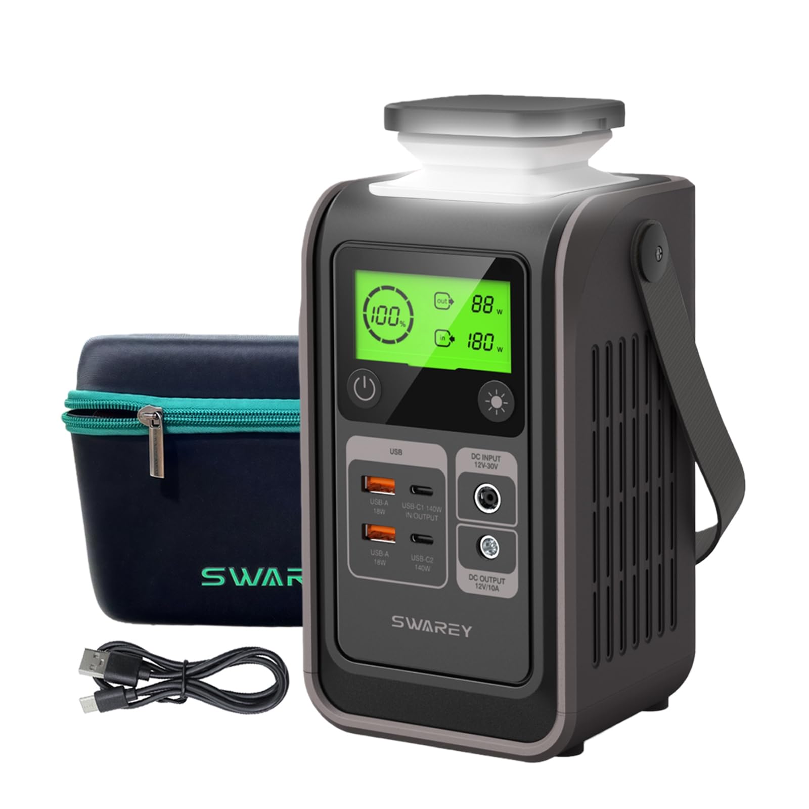 Estación de Energía Portátil S200, 192Wh Batería LiFePO4, Salida DC 180W, Carga Rápida Bidireccional USB-C de 140W, Generador Solar para Camping Viajes Emergencias