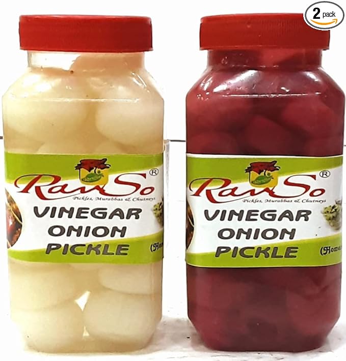 RavSO Cocktail Onion PickleSilver Skin Pearl, No Oil, Sirka Wala Pyaj 400 Gm White Vinegar Onion 400 GM Red Vinegar Onion Pickle (800 GM)