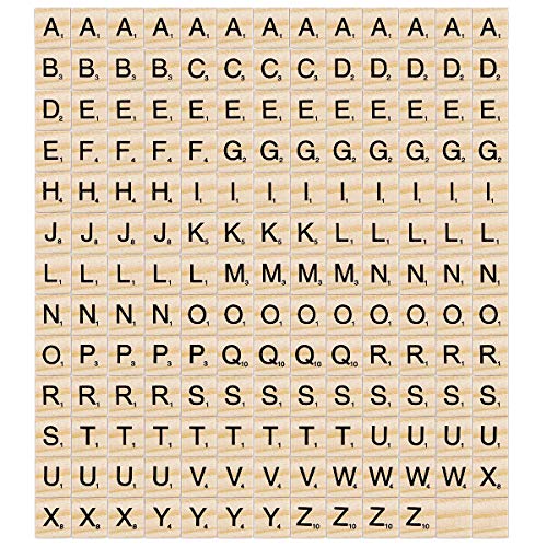 Madholly 169 pcs letras de madera scrabble letras scrabble letras madera, educación preescolar para niños, juegos significativos para amigos y familiares