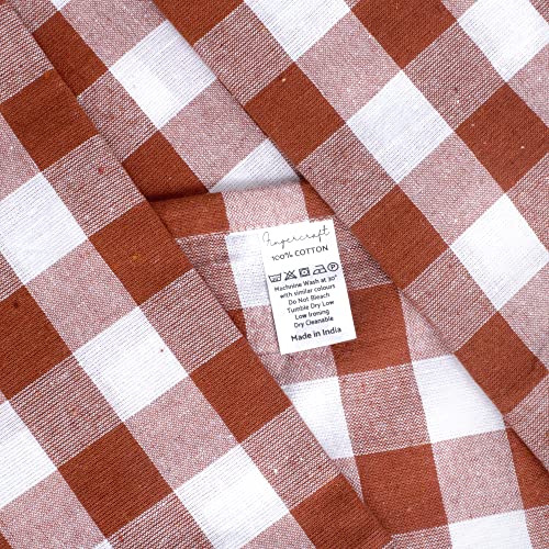 Image of FINGERCRAFT Dinner Table Napkins, Pack of 12, Everyday Use, Quality Cotton Buffalo Plaid Cloth Napkins Washable & Reusable 20in x 20in, Rust /White