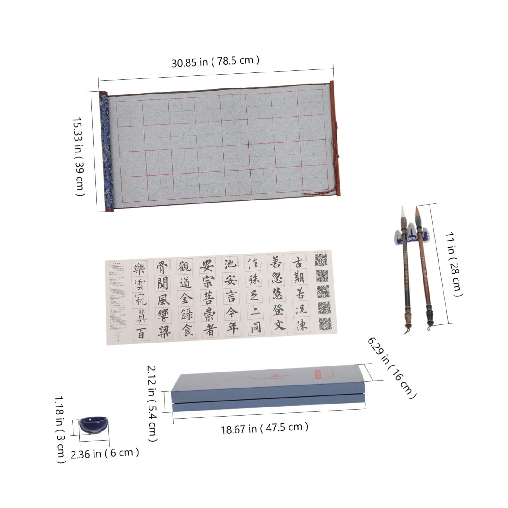 Wiederverwendbare Kalligrafiematte mit Chinesischem Kalligraphiepinsel und Kalligrafie Zubehör für Anfänger in Blau Vielseitig und Einfach zu Verwenden im Schreiben und Malen