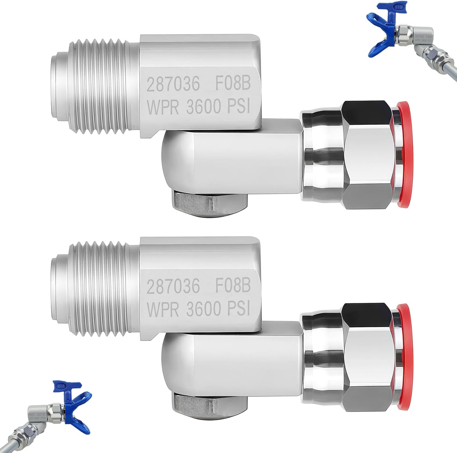 2 Packs 235486 Airless Paint Spray Gun Swivel Joint, 7/8 Inch Thread 180 Degree Rotation Compatible for Graco Sprayers,3600PSI Maximum Working Pressure, Professional Painting Tool Accessory