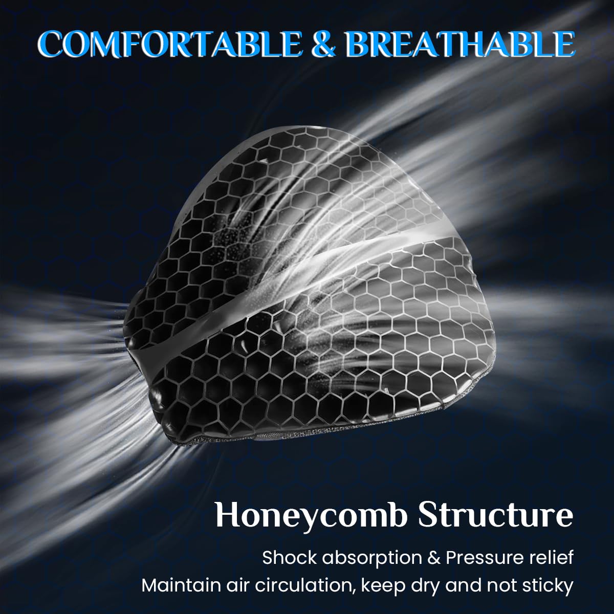 STHIRA® Bike Seat Cushion Gel Seat for Bike and Motorcycle Breathable 3D Honeycomb Design Bike Seat Cover with Waterproof & UV Sun Cover Shock-Absorbing, Anti-Slip Gel Seat Cushion Fit for Long Rides - Image 5 thumbnail