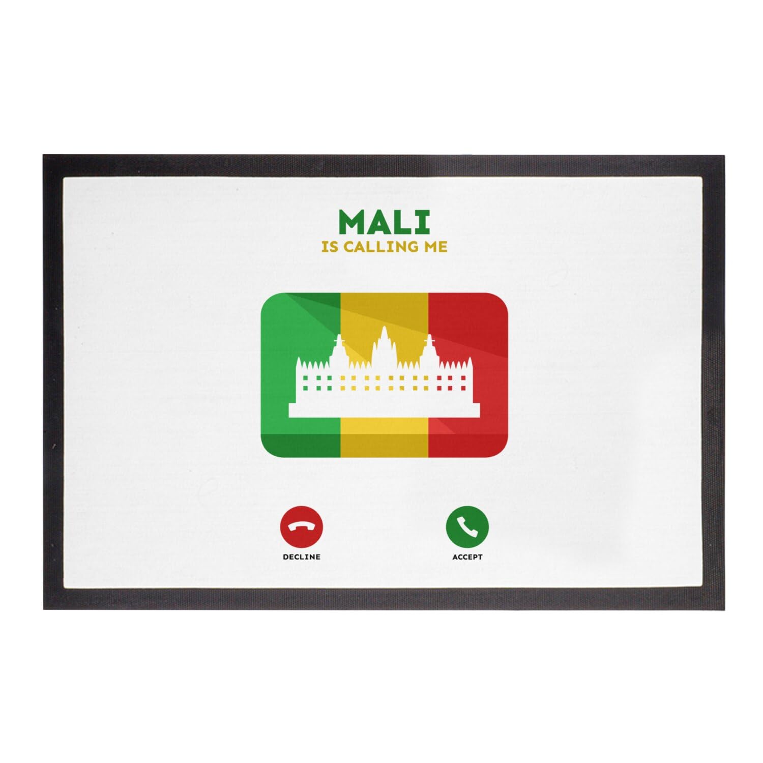 Paillasson Blanc Mali Tapis Entrée 60x40cm Antisalissure Motif Drapeau