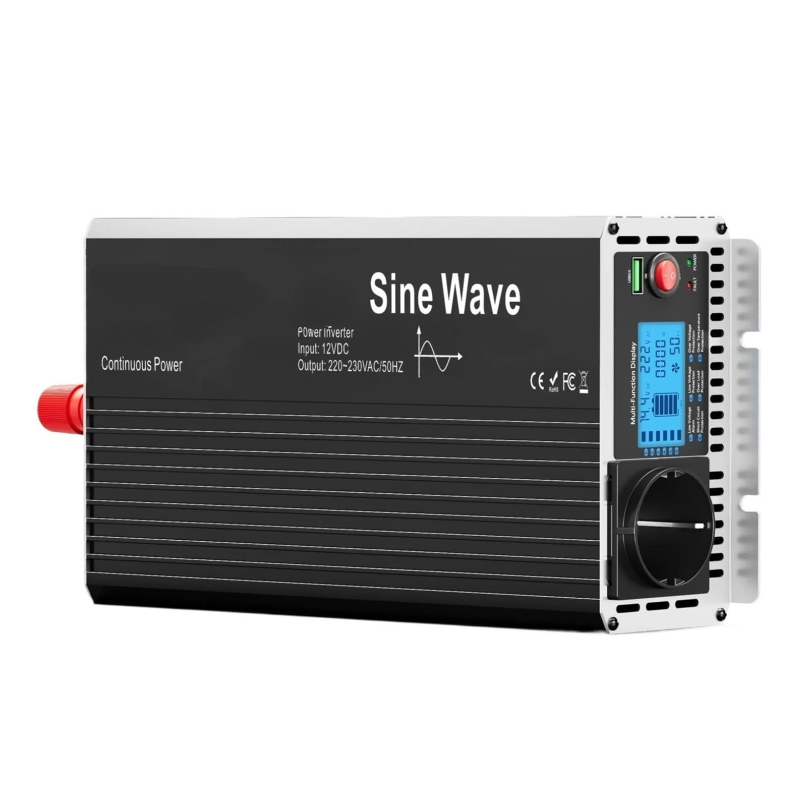 Convertidor inversor Corriente Onda Sinusoidal para Pura 1500W 12V A 220V Inversor para Coche Caravana Barco Camping Viajes