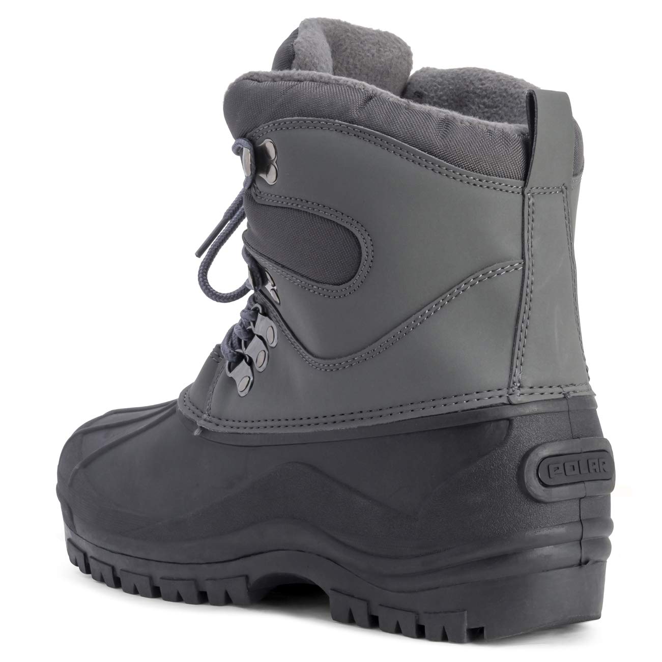 Polar Men’s Waterproof Snow Boots - Insulated Winter Walking Boots with Rugged Rubber Sole, Lace-Up Closure & Fleece Lining - Durable Outdoor Cold Weather Footwear - Grey - UK9/EU43