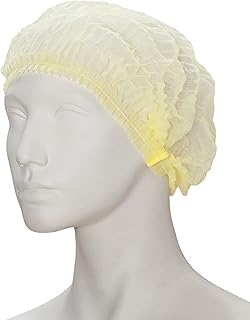 Gorros de enfermera de fieltro (10 paquetes de 100, 1000 unidades), tamaño L (52 cm de diámetro), color amarillo