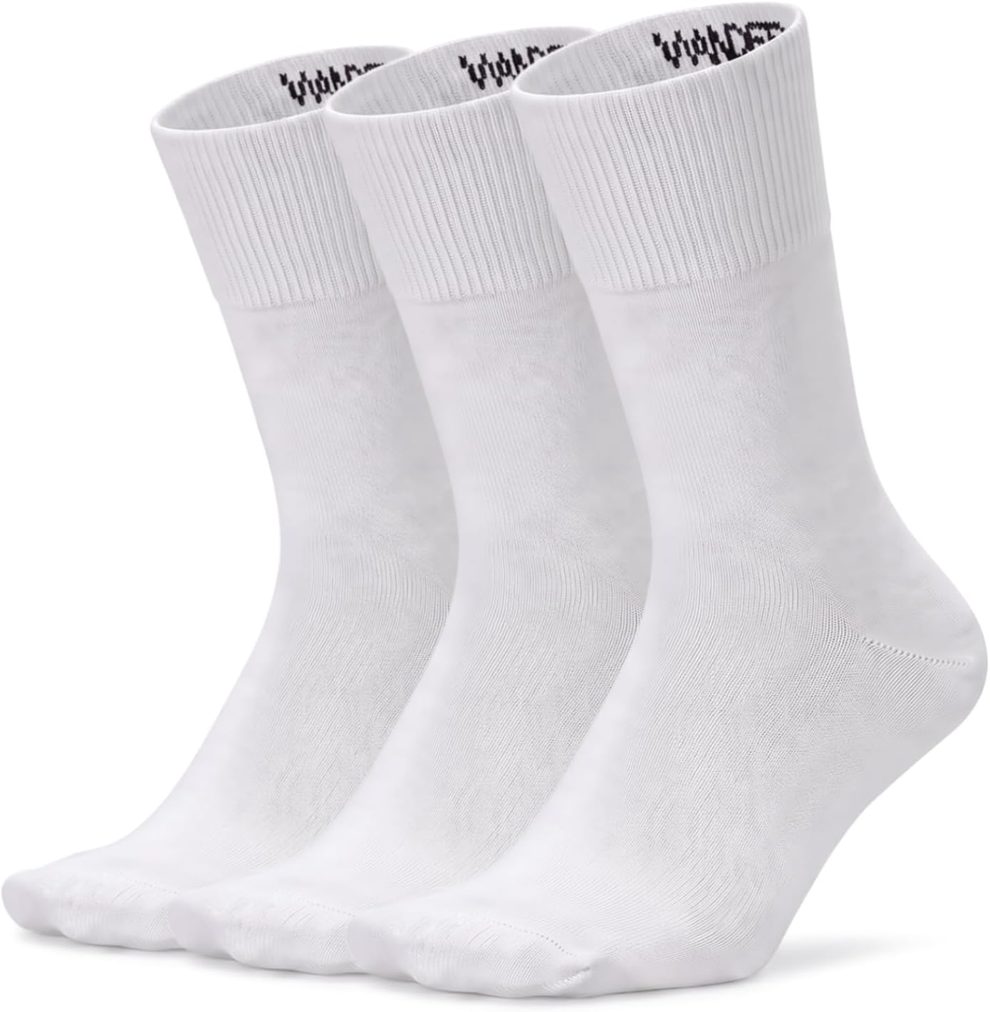 WANDER Men's Mercerized Cotton Dress Socks 3 Pairs Solid Calf Socks