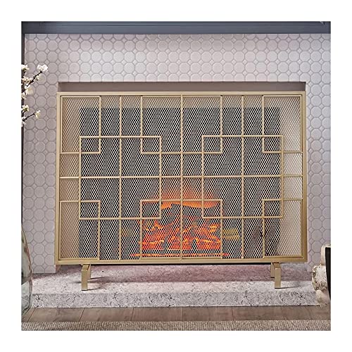 Pantalla Protectora para Chimenea, 39 x 30 Pulgadas, Valla de Seguridad contra Incendios de Hierro, Barrera de protección contra Llamas para leña y ca