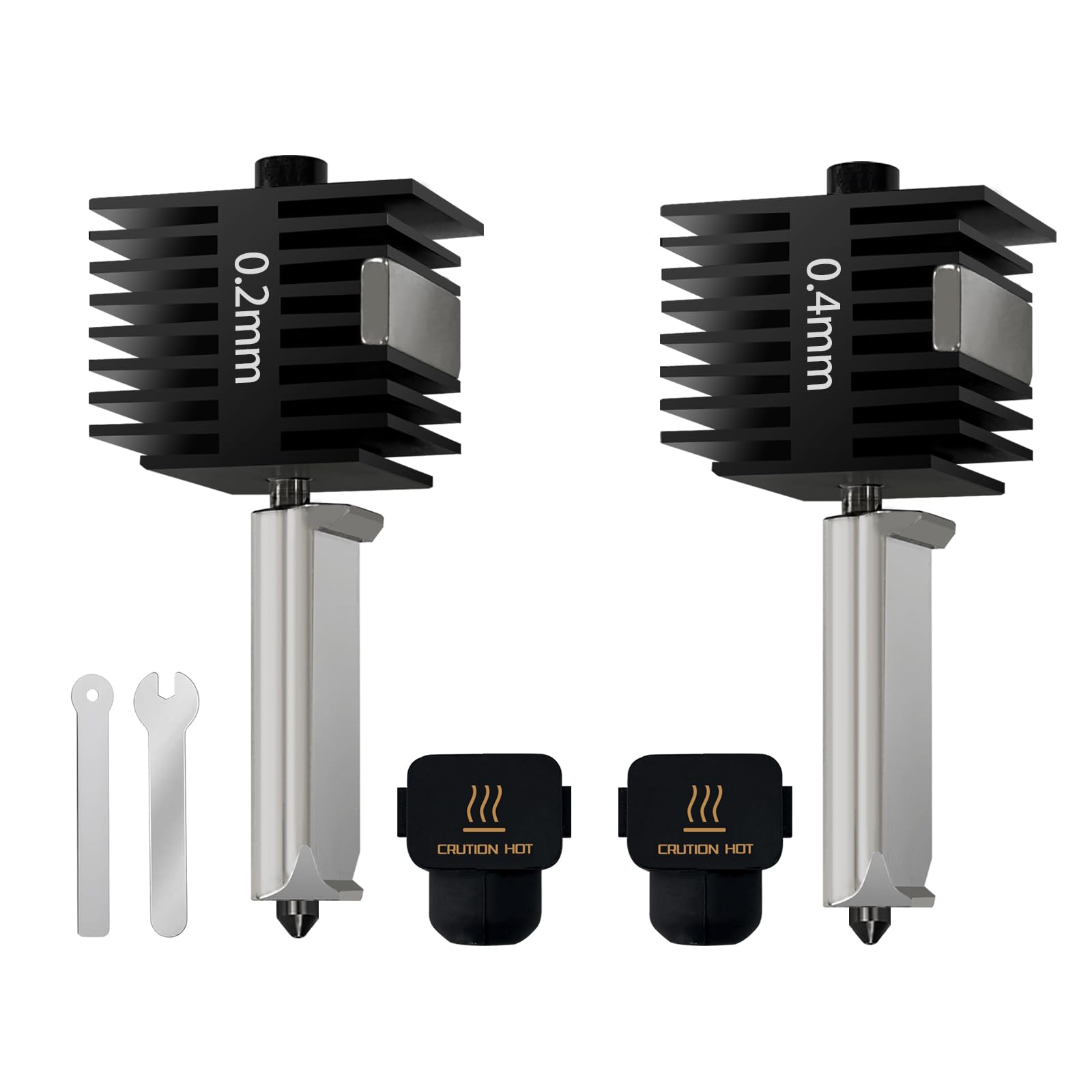 HysiPrui 2 Packs 3D Printer Assembled Extruder Hotend Kit for Bambu Lab A1 Mini/A1- Hot End/Printhead Replacement with 0.4mm and 0.2 Hardened Steel Nozzle, Heatbreak, Heatsink and Heat Block-image-27