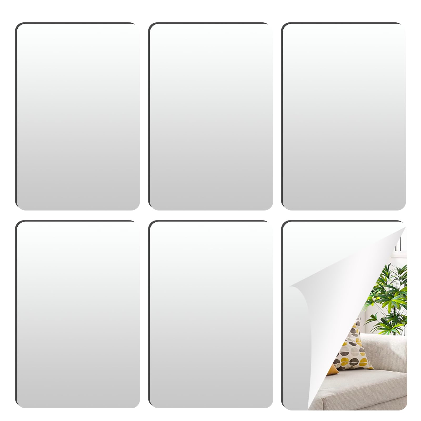 Meunhy 6 Pack Self Adhesive Mirror Tiles | Mirror Stickers For Walls And Wardrobe Doors - 20X30cm Acrylic Stick On Mirrors Tiles With Protective Film For Diy,Bathroom,School,Hallway,Living Room