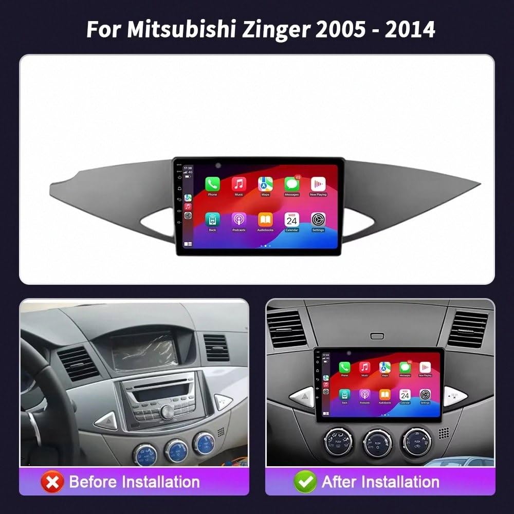 Ekran Carplay dla Mitsubishi Zinger 2005-2014 Z Kamerą Cofania, Funkcją Mirror Link, Sterowaniem Głosowym I Radiem Fm; Obsługa Siri/Aux/Airplay, 4 Rdzeń 4G+64G
