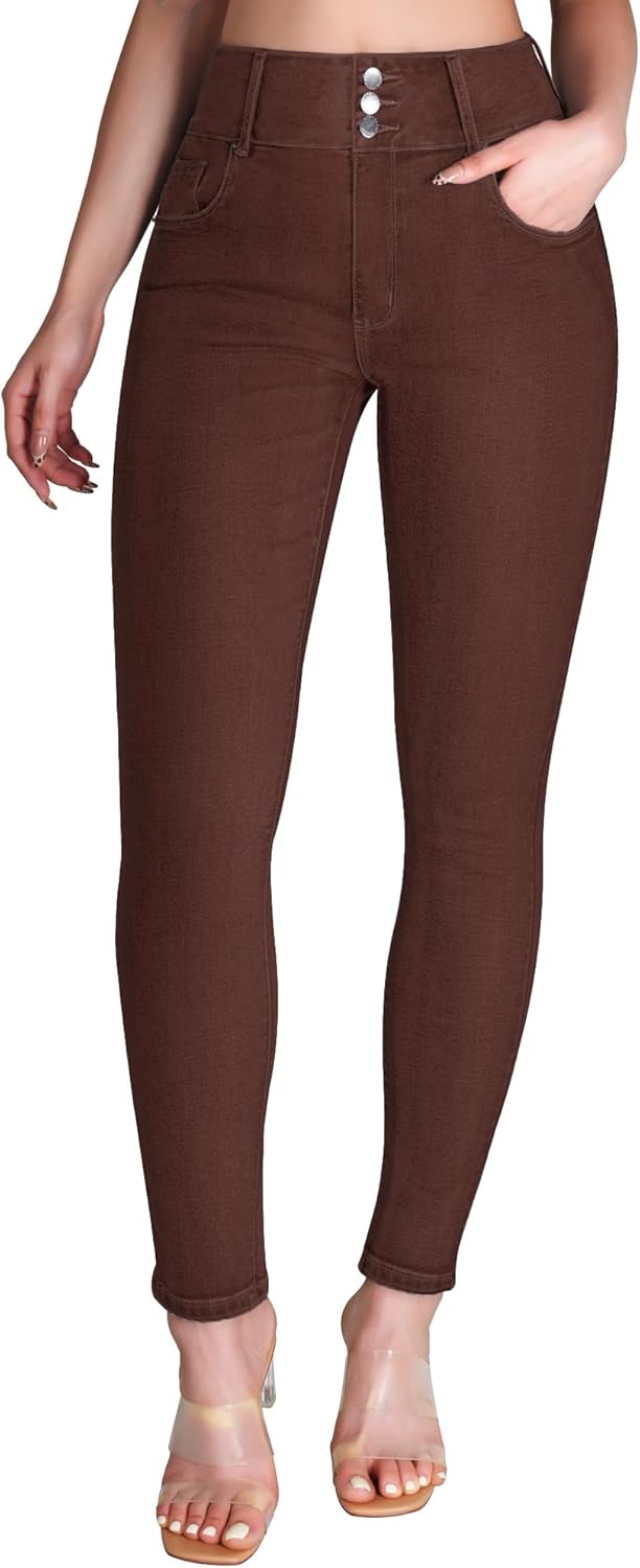 roswear Women’s High Waisted Stretchy Skinny Curvy Jeans Tummy Control Jeggings