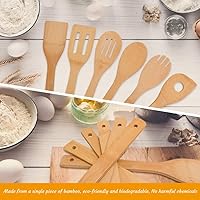 Vista 4 de Bamboo Kitchen Utensils, 6 pcs Nonstick Spatula Tools with Handles, Heat Resistant Spatula Set, Non-stick Cooking Utensil, Premium Wooden Spoon Sets