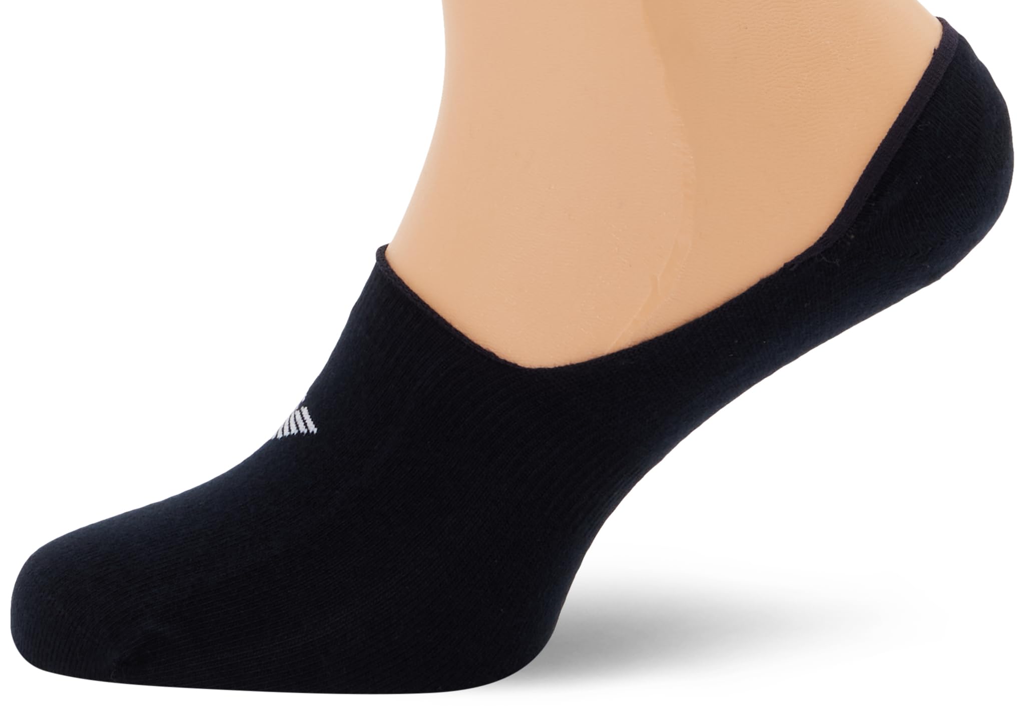 Emporio Armani Man's Casual Cotton 3-Pack Footie Socks, Blue, L/XL