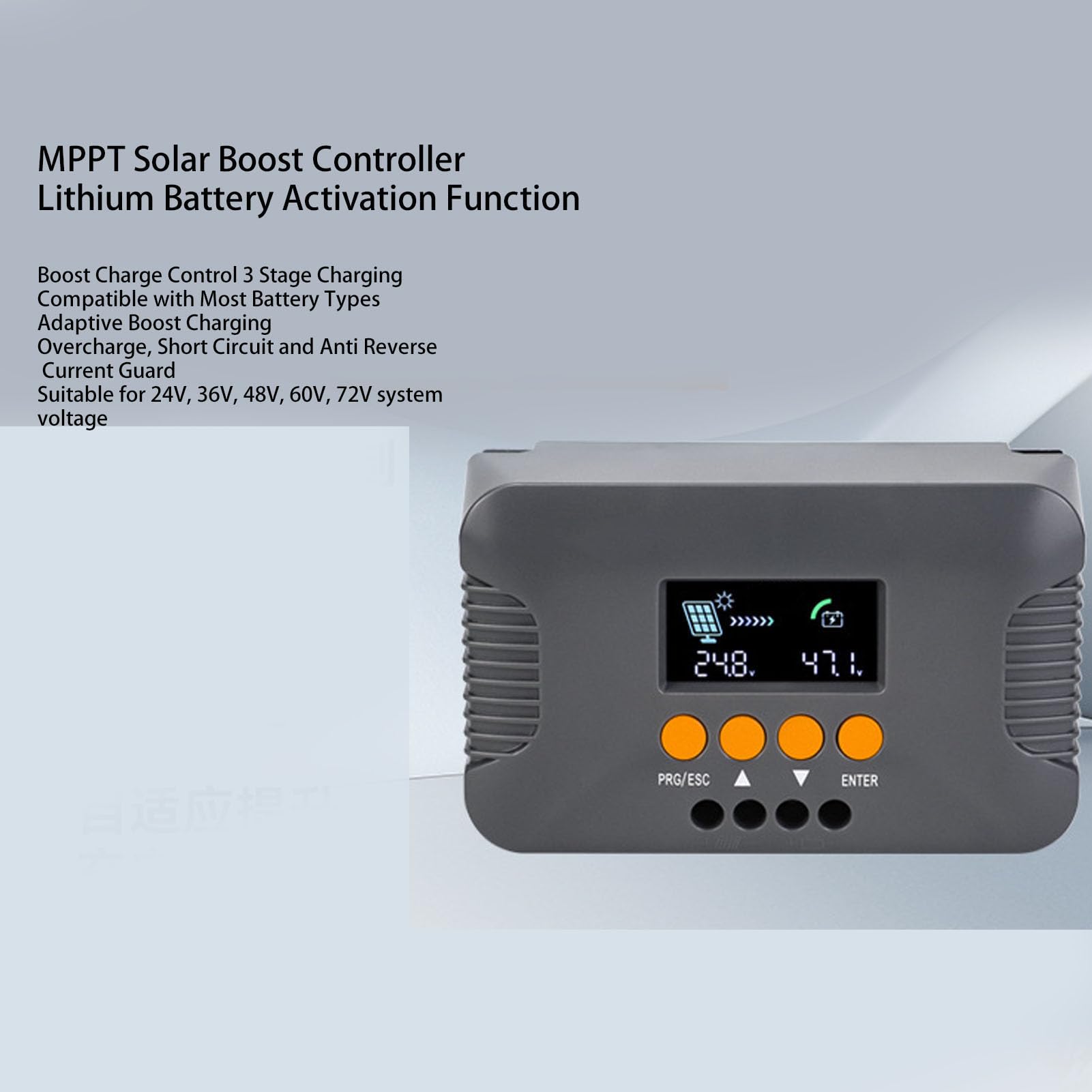 Haofy Regolatore di Carica Solare Regolatore MPPT 10A 24V-72V con Protezioni Elettroniche per Batterie Al Litio
