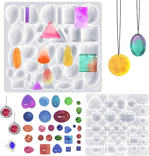 Paquete de 2 moldes de resina para joyería, moldes de joyería findTop para fundición de resina, moldes de silicona para resina epoxi para colgantes,
