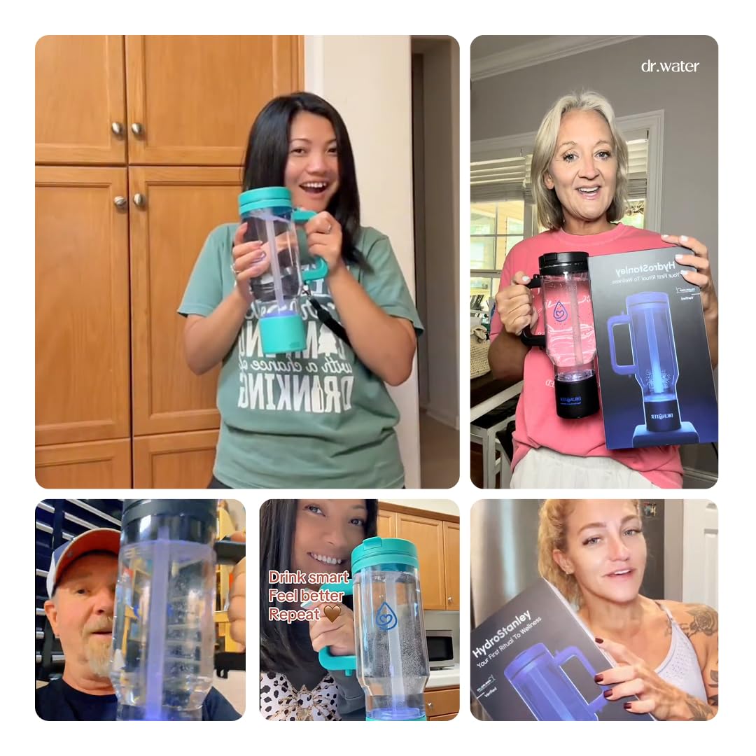 Hydrogen Water Bottle - 6X More Hydrogen Concentration - 6000PPB Hydrogen Water Bottle Generator - Portable Hydrogen Water Machine | Certified H2 Generator - Hydrator Pro Black