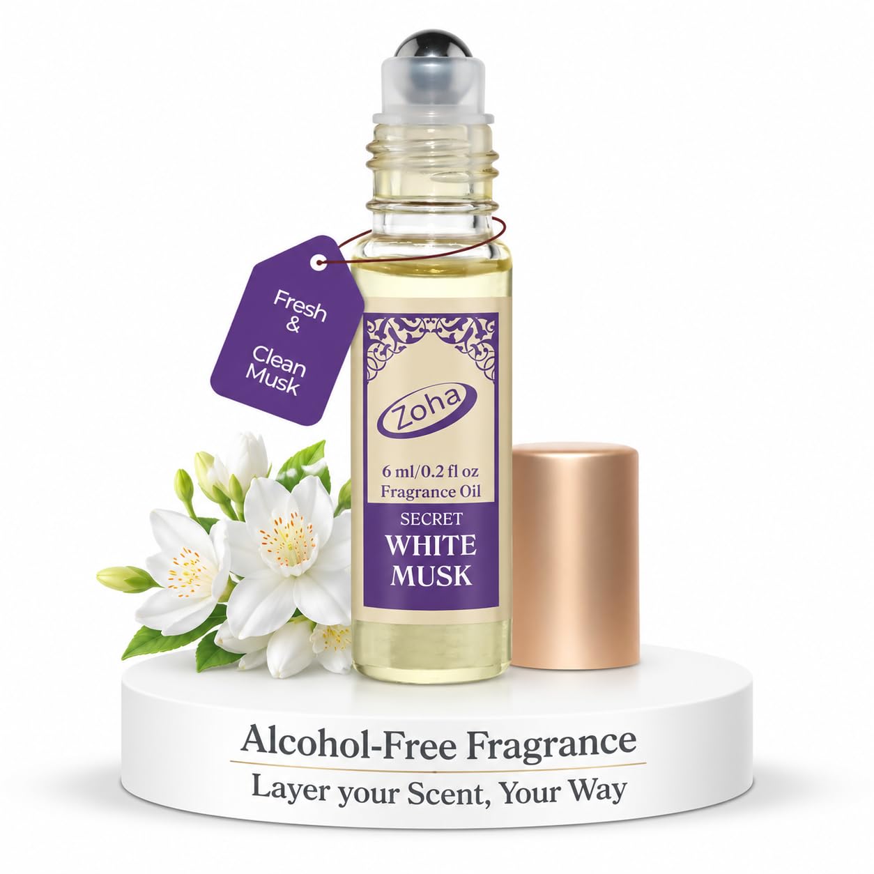 Amazon.com: Zoha White Musk Perfume Oil Roll On for Women & Men