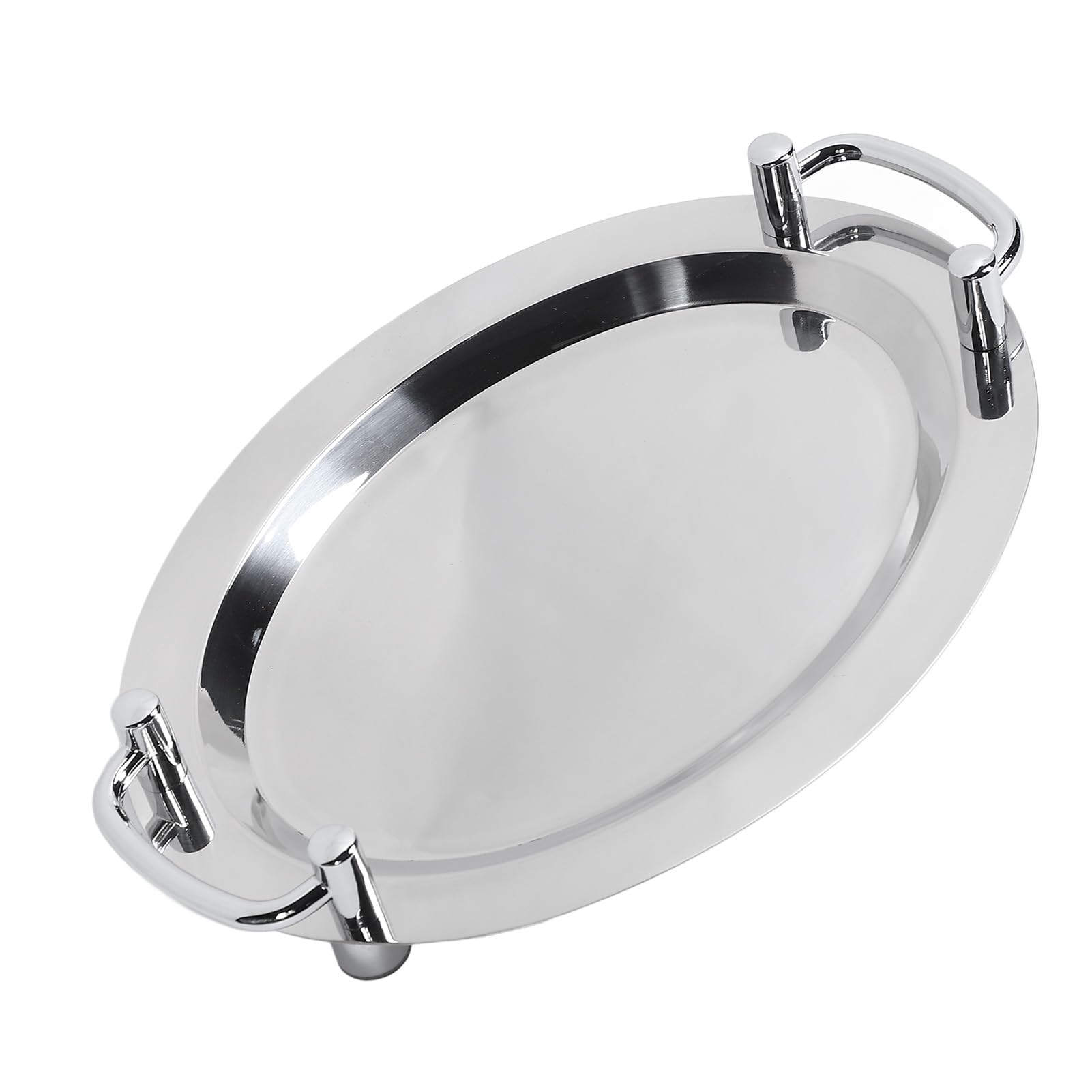 Cocoarm Plato para Buffet de Acero Inoxidable, Plato para Servir con Acabado de Espejo 304 con Asa, Fácil de Transportar y Limpiar, para Hotel, Restaurante, Banquete, Buffet, Postre, Servicio de