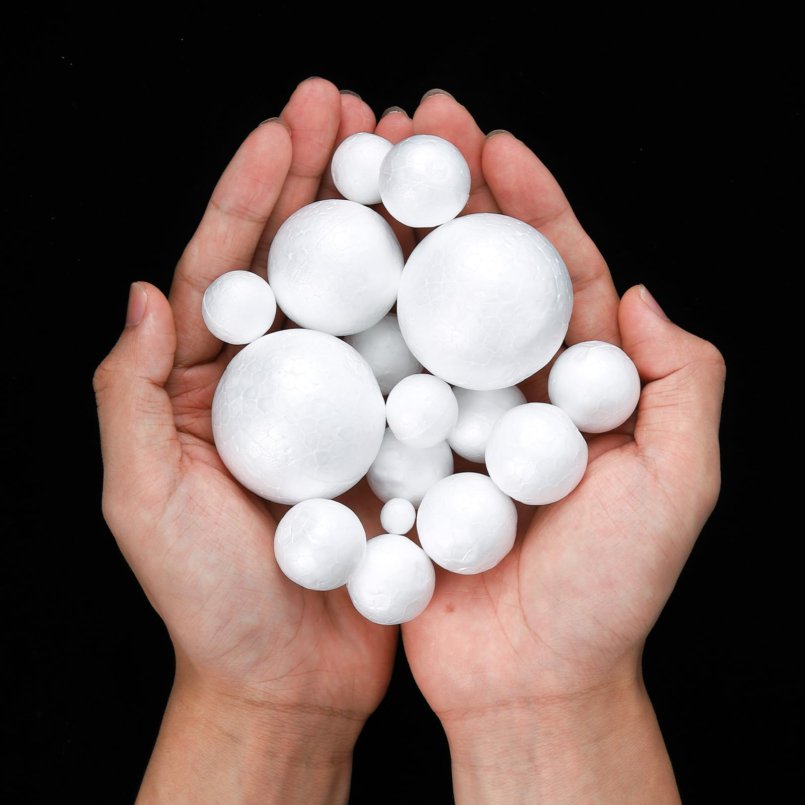 Lot De 72 Boules En Mousse Blanches - 5 Tailles (2 à 5 Cm), Pour Loisirs Créatifs, Décoration, Projets Scolaires