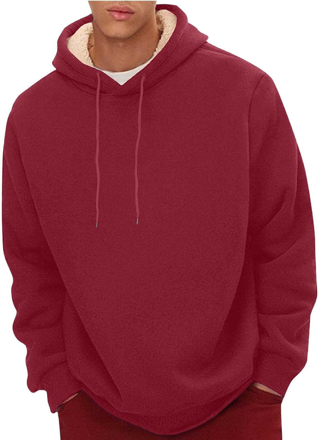 Uxxnjfg Felpa Uomo Con Cappuccio In Cotone - Invernale, Casual, Con Tasche, Morbida Felpa Pullover Per Trekking E Lavoro