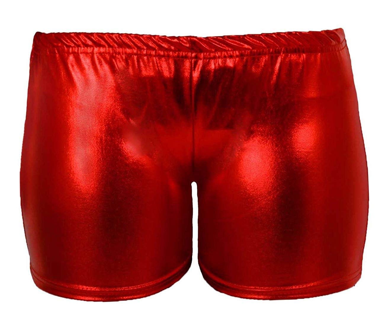 GirlzWalk Low Rise Cheeky Metallic New Red and Blue Cosplay Booty Shorts (SM/UK 8-10, Hot Pants Red)