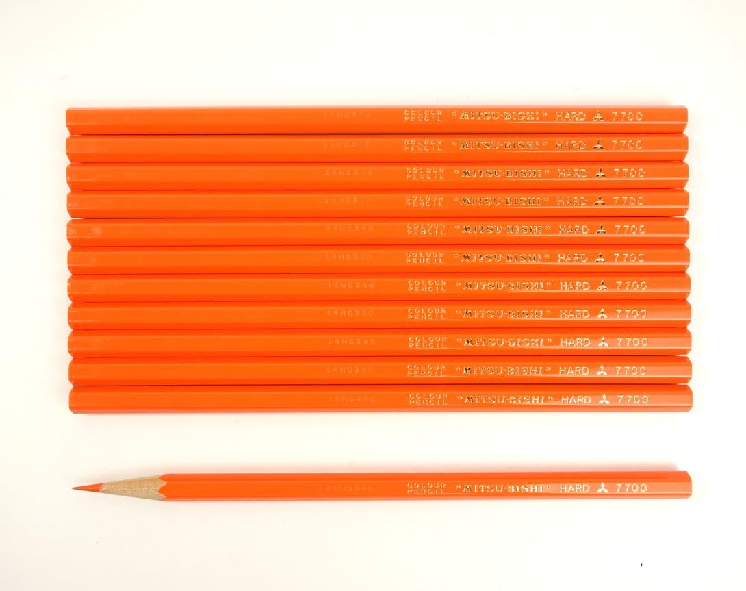 三菱鉛筆 Mitsubishi Pencils K77004 Colored Pencils, Hard Colored Pencils, Orange