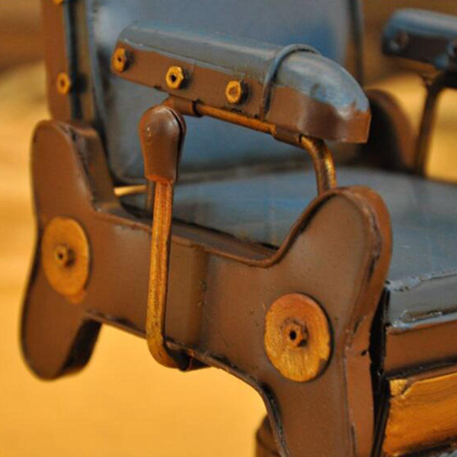 Retro Farmhouse Iron Cast American Style Barbershop Chair Model Decor-image-5