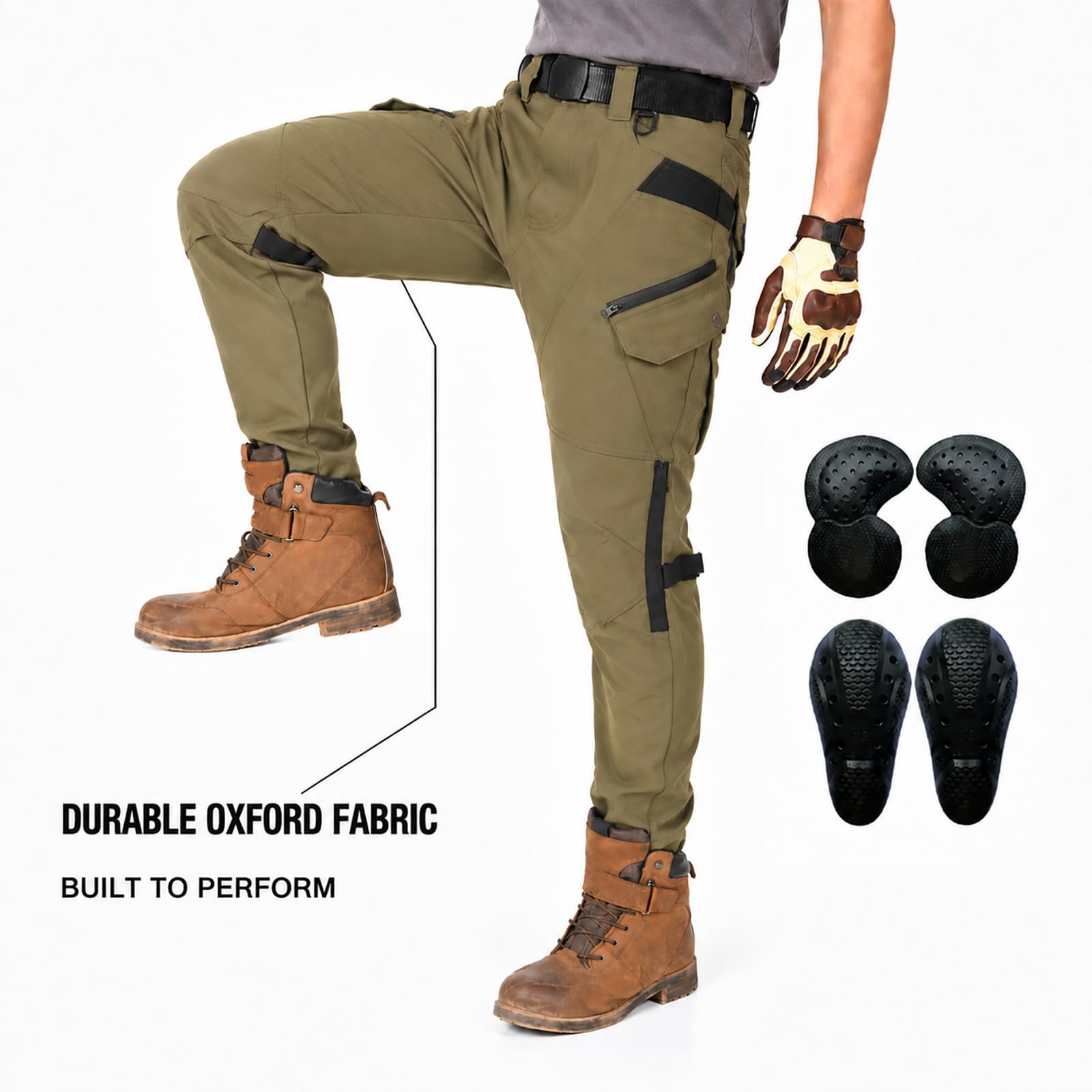 Urban Motorradhose Herren Cargo aus Oxford-Gewebe mit Multi-Taschen für Alltag, Pendeln und Touring