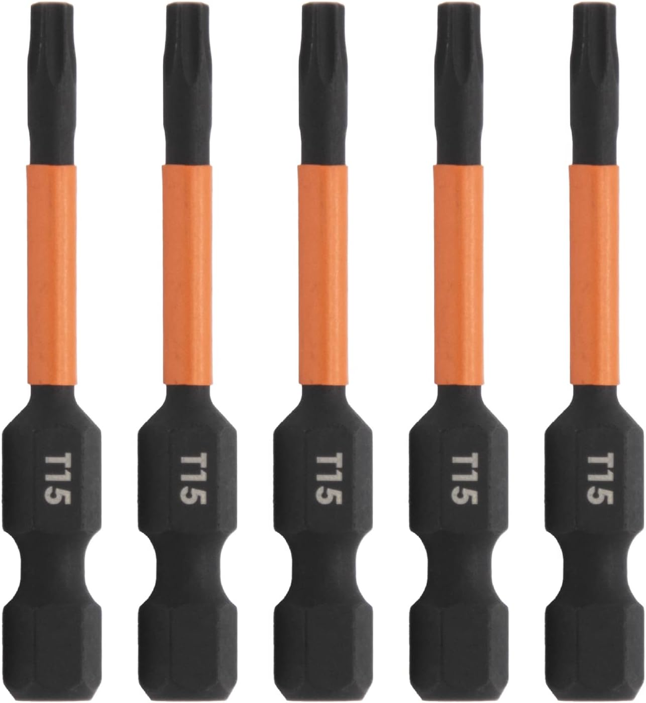 TORX T15 Impact Driver Bit - Railer TORX T-15 Star Bits. 1/4 Quick Release S2 Steel 2 inch TORX Bits. (5 Pack)