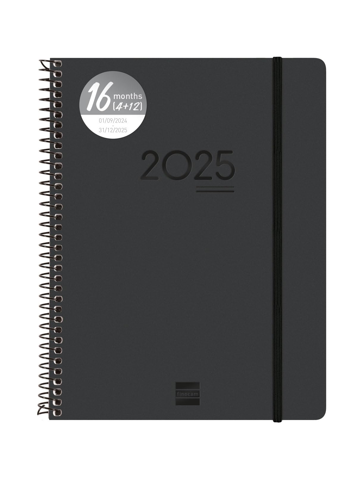 Agenda Spirale Finocam 2026 - Semaine Sur 2 Pages Verticale - Couverture Rigide Bleue Avec élastique - International - 13