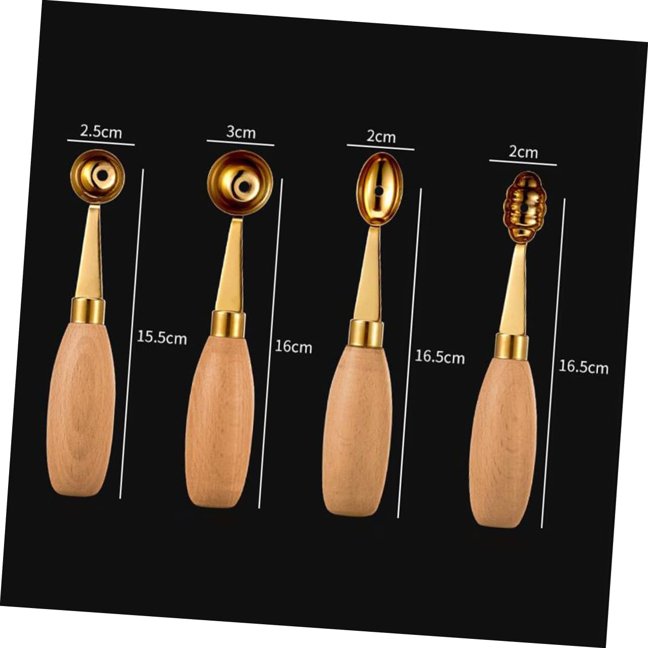 4pcs Melon Baller Scoop Ice Scoop Dessert Spoon Stainless Steel Fruit Ball Digger Round Scooper for Salad