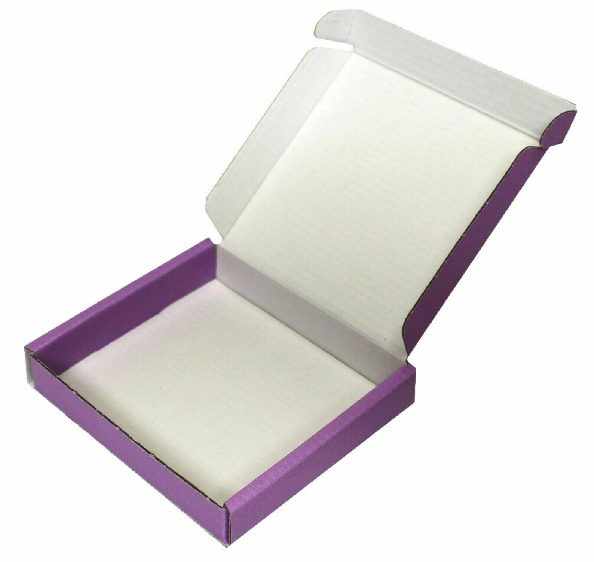 PURPLE MINI A6 A5 A4 LARGE LETTER SHIPPING SATIN CARDBOARD BOXES (MINI (10cm x 10cm x 2cm), 200) — image 1