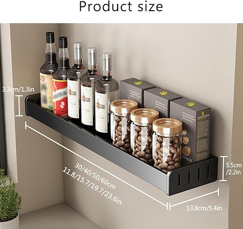 Miniatura 7 de Estante de especias montado en la pared, organizador de especias de cocina para tarros de especias, estante de especias para detrás de la estufa,