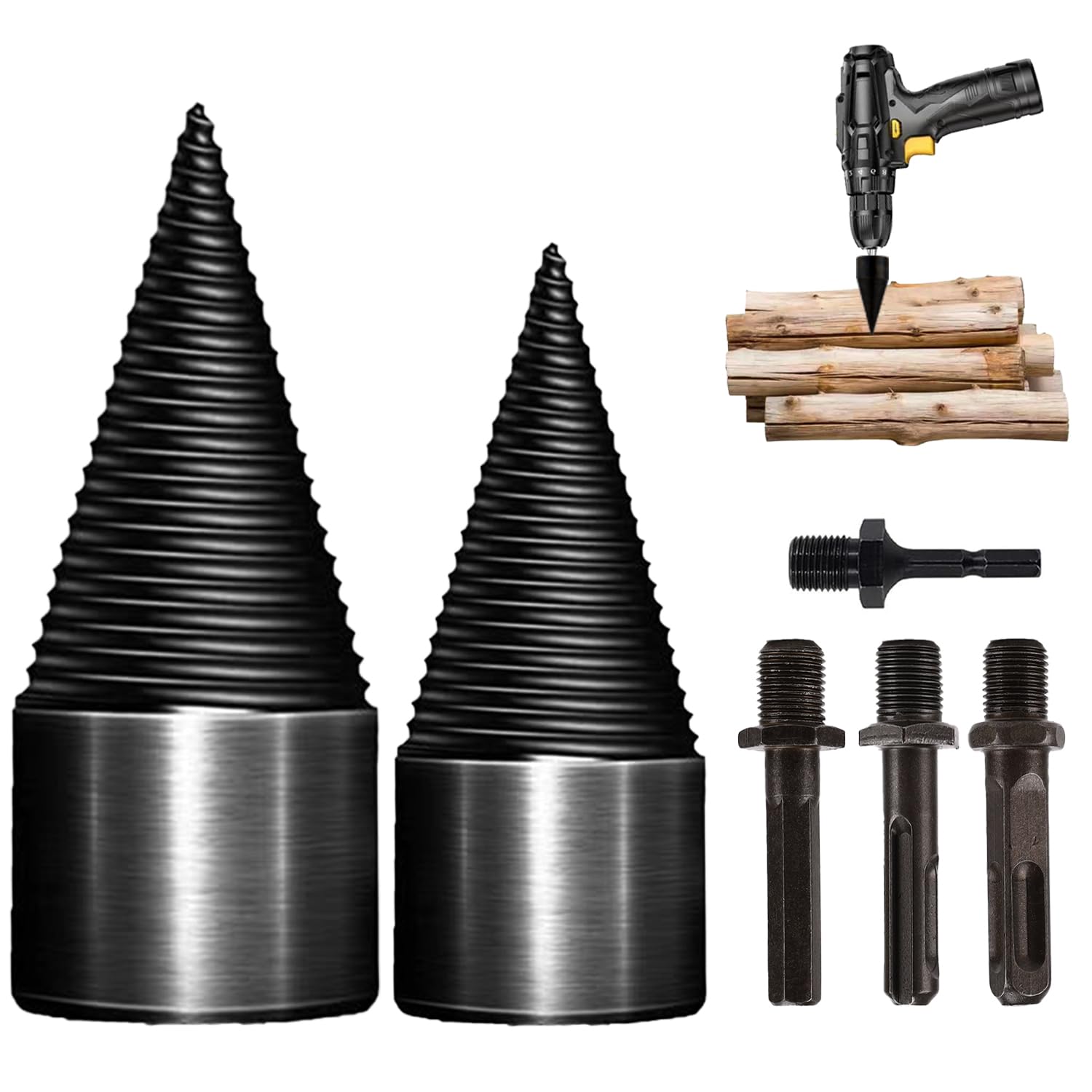 Firewood Log Splitter, 6pcs Firewood Drill Bit Wood