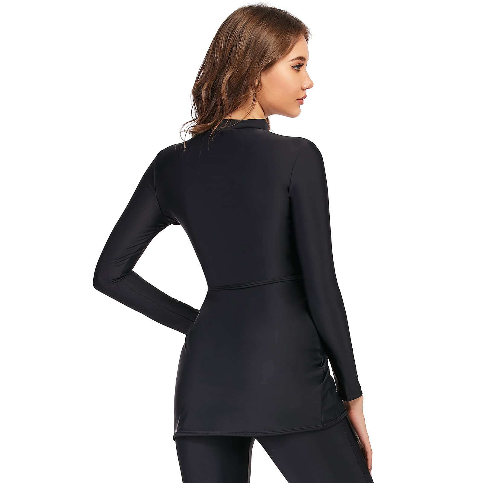 Odizli Costume da bagno musulmano da donna Burkini modesto costume da bagno a maniche lunghe con stampa floreale integrata reggiseno + pantaloni da nuoto + costume da bagno Hijab
