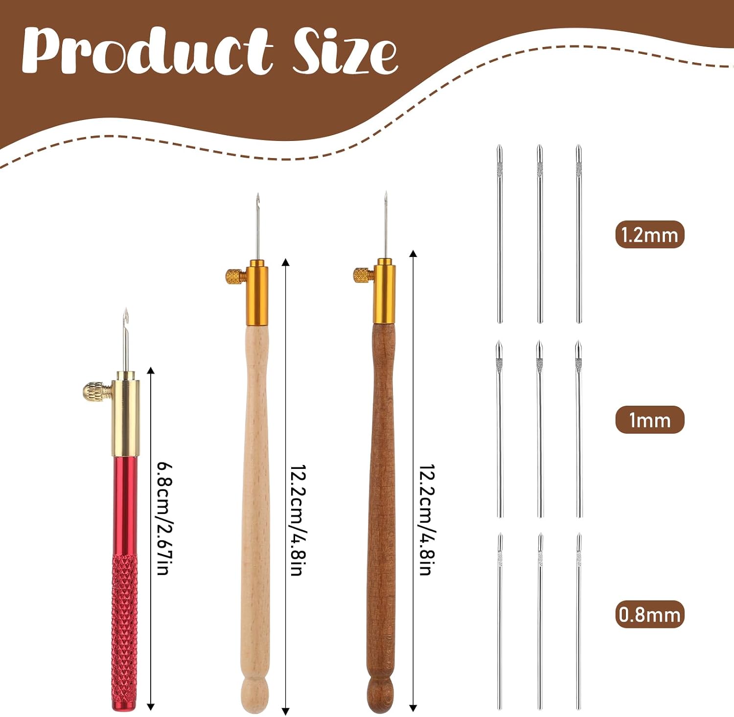 3 Pcs Tambour Hooks Kit Tambour Embroidery Kit Embroidery Crochet Hook Wood Handle French Drum Hooks with 9 Needles Tambour Hook Latch Beaded Needle for Embroidery Sequin Beading Knitting DIY Sewing