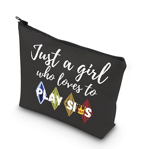 Game Lover Gift Video Game Bag Just A Girl Who Loves To Play Sims Makeup Bag Sim Game Gift (PLAY SIMS)