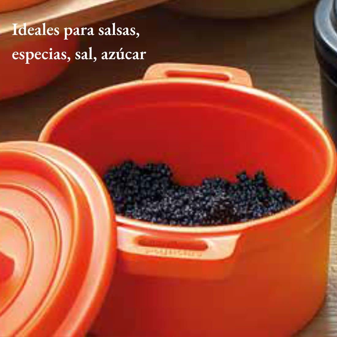 MBH - Botes, mini cacerolas de melamina premium con tapa, ideales como saleros, para salsas y especias, ideal para cocina y presentación en mesa bonitas de diseño. (3)