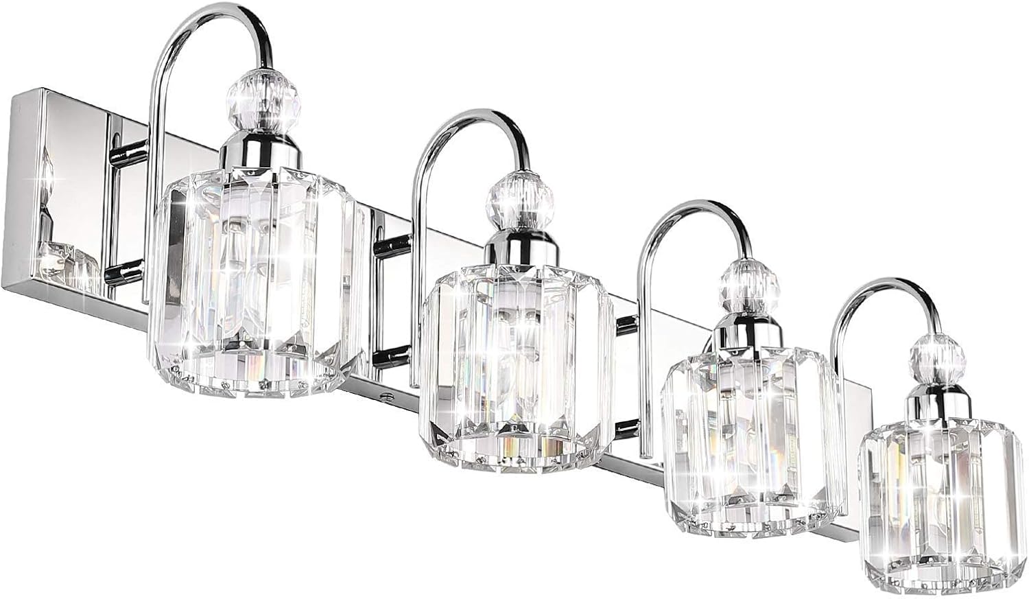 Ralbay Modern LED Crystal Bathroom Vanity Lights Stainless Steel Crystal Vanity Lights Over Mirror Modern Crystal Bathroom Vanity Lighting Fixtures
